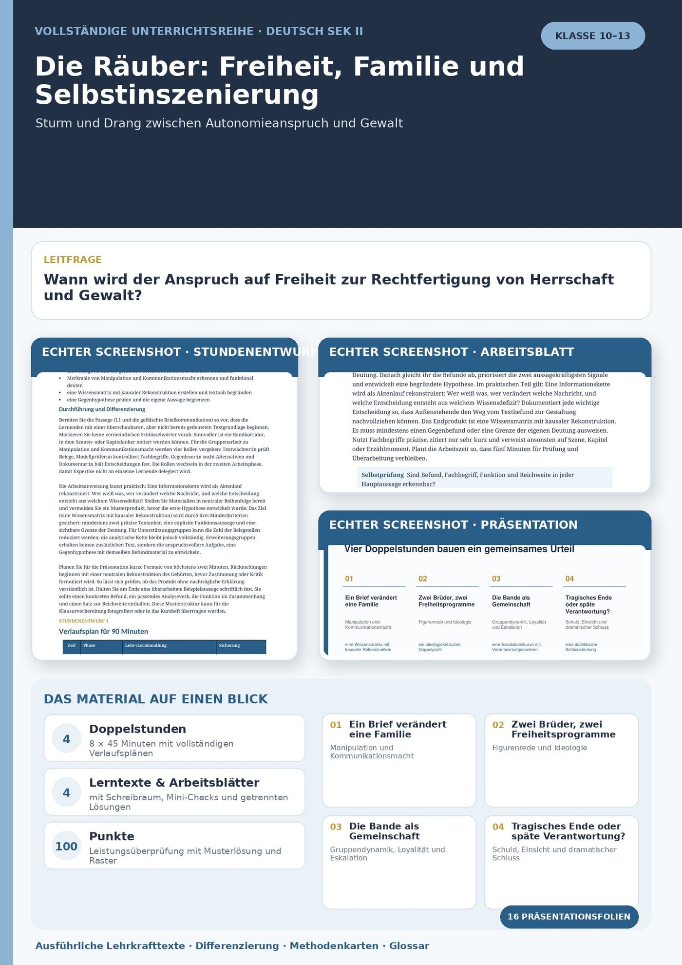 Die Räuber von Schiller im Deutschunterricht der Oberstufe
