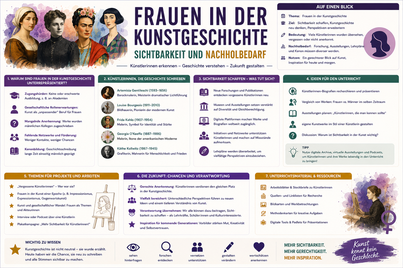 Frauen in der Kunstgeschichte im Kunstunterricht mit Künstlerinnen Sichtbarkeit Unterrichtsideen und Unterrichtsmaterial