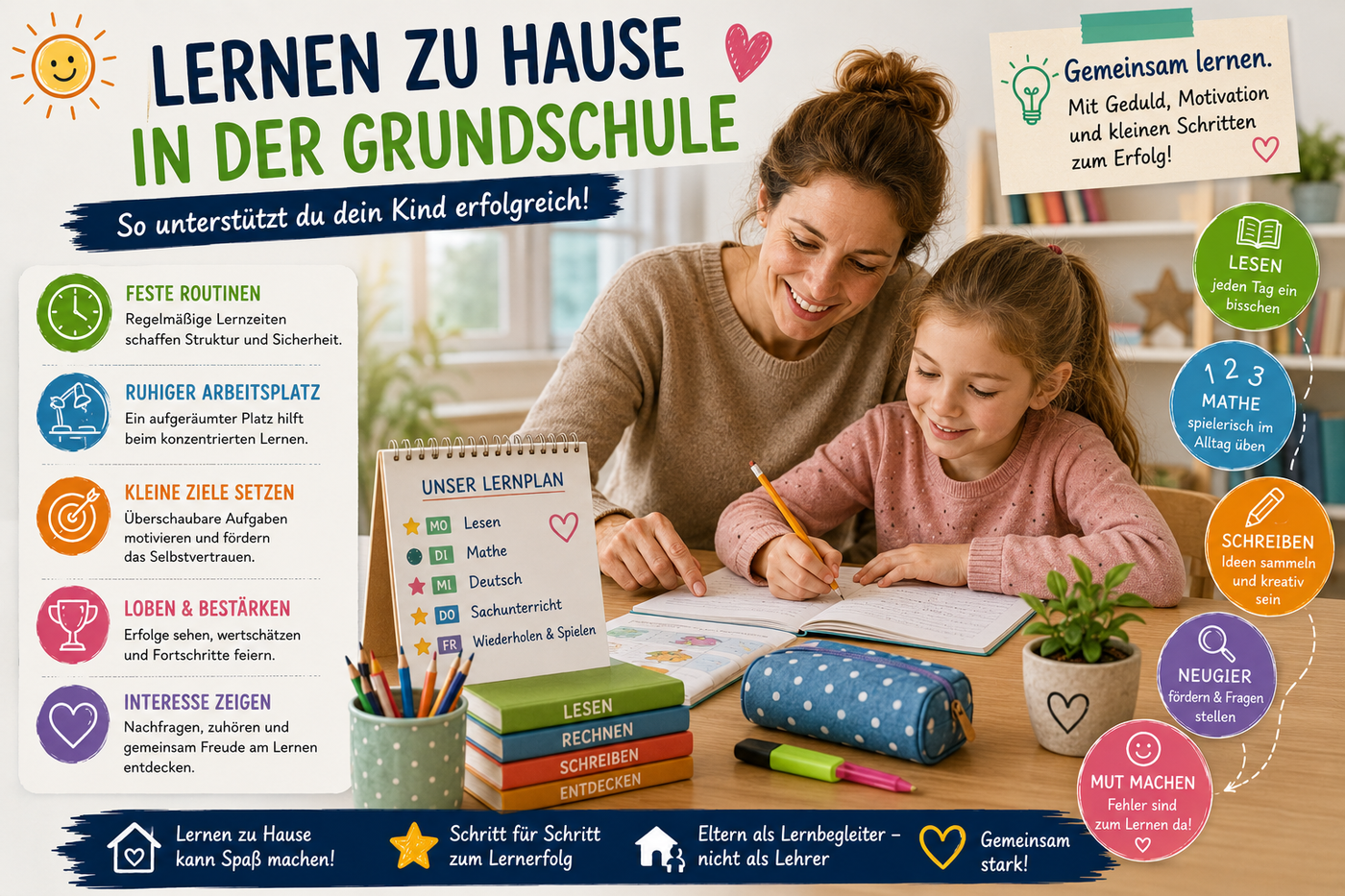 Lernen zu Hause in der Grundschule: So unterstützt du dein Kind erfolgreich