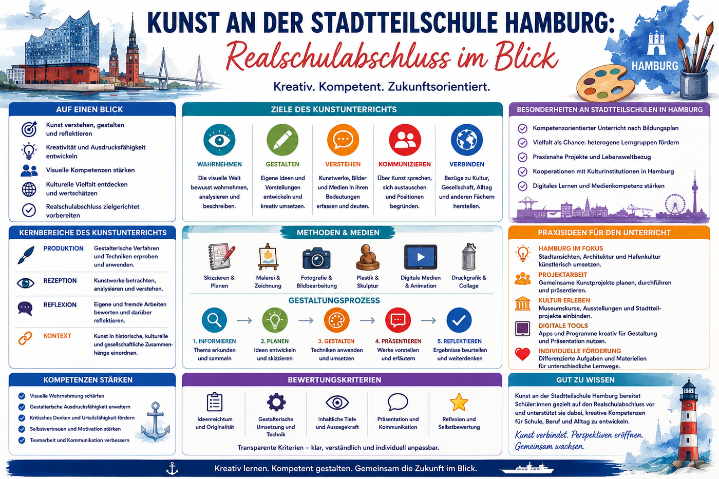 Kunstunterricht Stadtteilschule Hamburg Infografik mit Unterrichtsideen und Kunst Unterrichtsmaterial für den Realschulabschluss