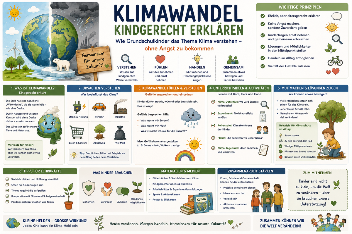 Klimawandel kindgerecht erklären Grundschule mit Unterrichtsideen Klimaschutz Sachunterricht und Unterrichtsmaterial