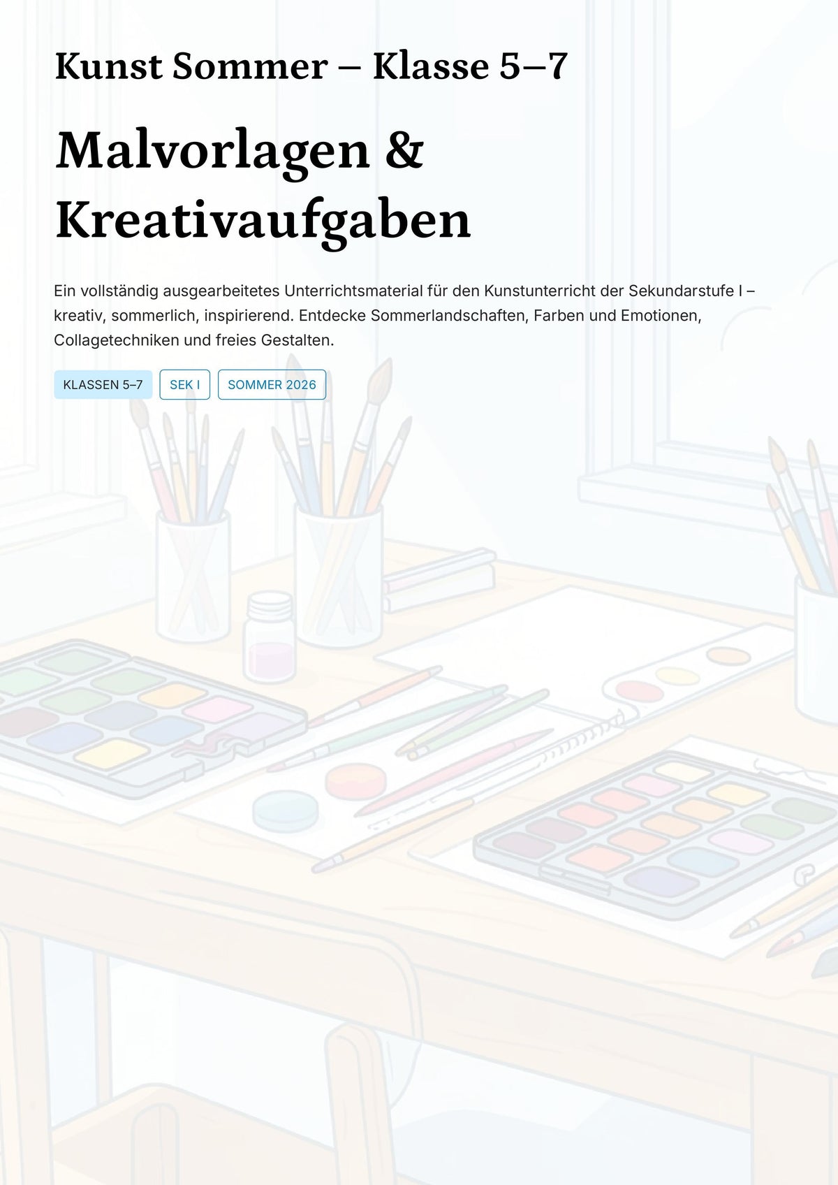 Sommerliche Malvorlagen & kreative Projekte für motivierenden Unterricht - Kunst Klasse 5–7