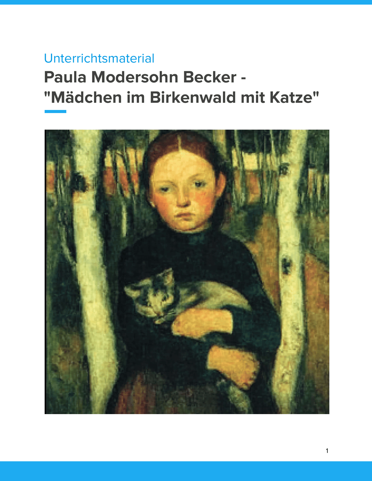 Paula Modersohn-Becker – „Mädchen im Birkenwald mit Katze" – Kunstunterricht SEK I