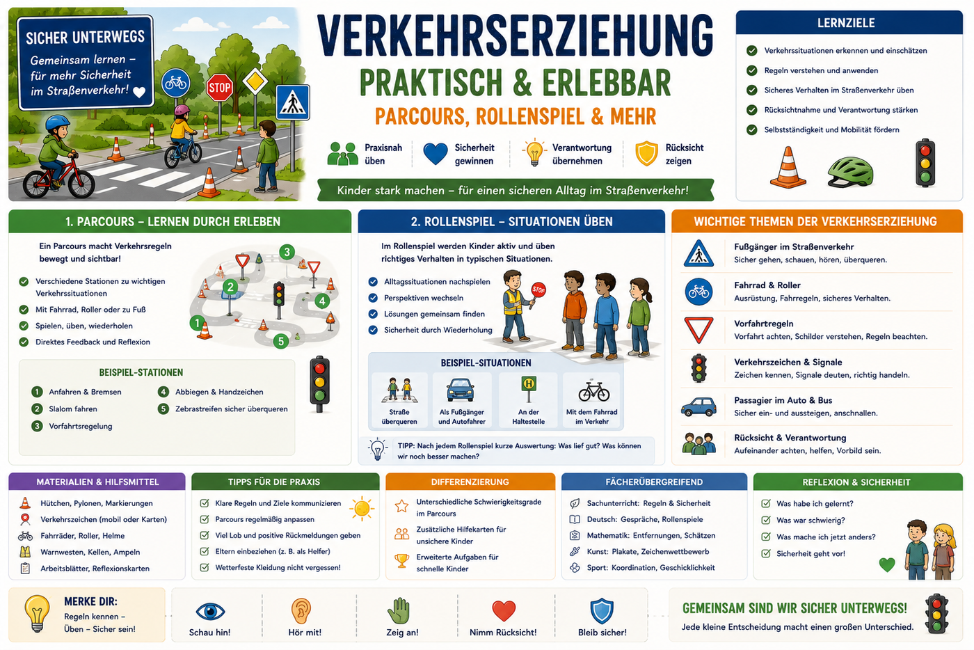 Verkehrserziehung Grundschule mit Parcours Rollenspielen Verkehrsregeln Sicherheit und Unterrichtsmaterial