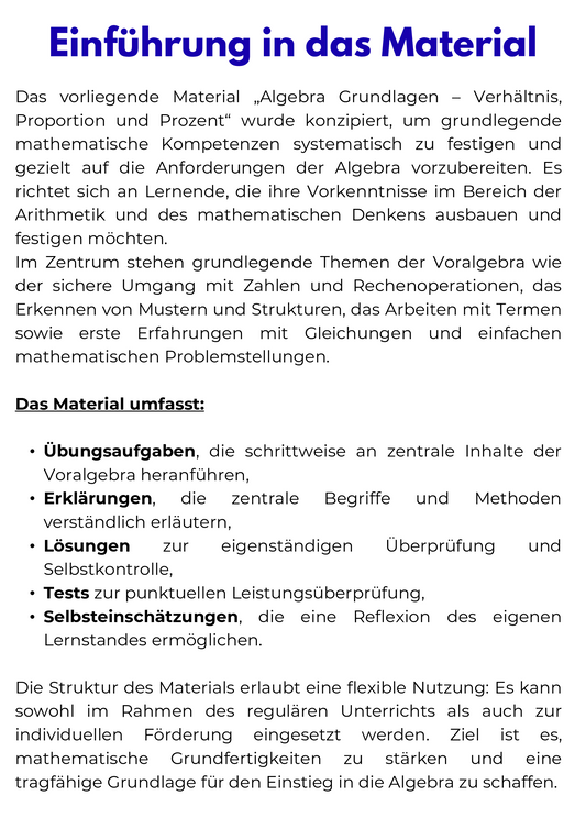 Verhältnis, Proportion und Prozent – Mathematik SEK I
