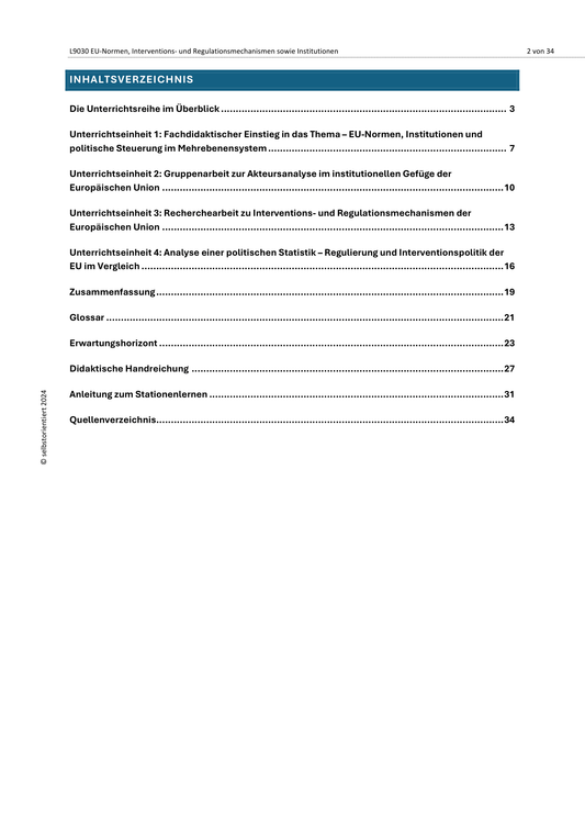 Unterrichtsreihe: EU-Normen, Institutionen & Interventionsmechanismen