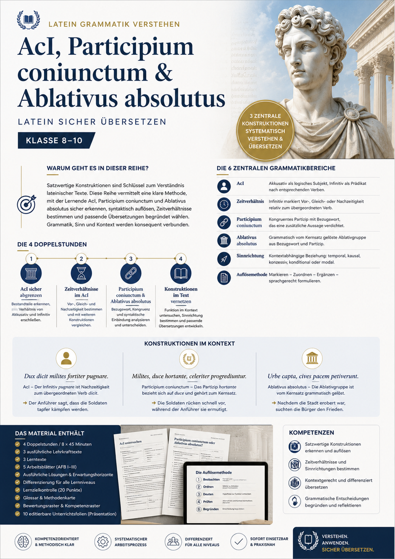 AcI, Participium coniunctum und Ablativus absolutus – Unterrichtsreihe Latein Klasse 8–10