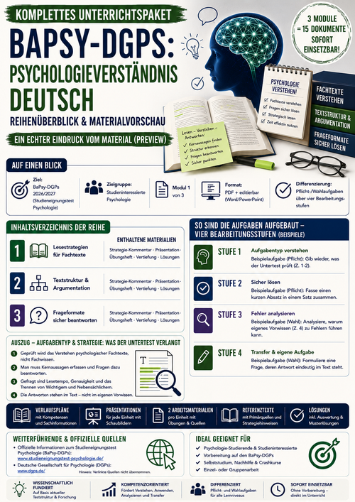 BaPsy-DGPs Vorbereitung: Psychologieverständnis Deutsch