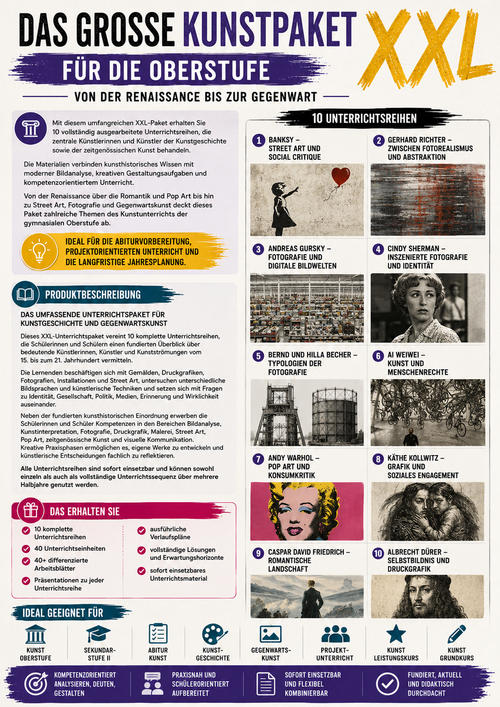 Kunst Unterrichtsmaterial XXL | Zeitgenössische Kunst & Kunstgeschichte | 10 komplette Unterrichtsreihen | Oberstufe (Sek II)
