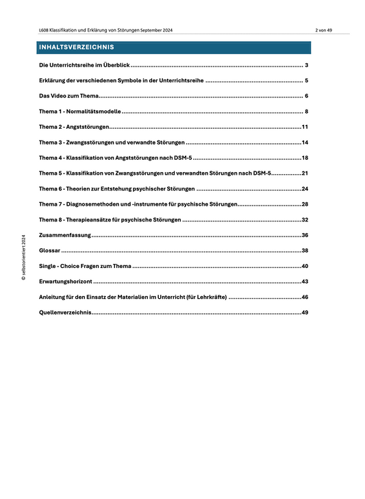 Klassifikation von Psychische Störungen - Unterrichtsmaterial