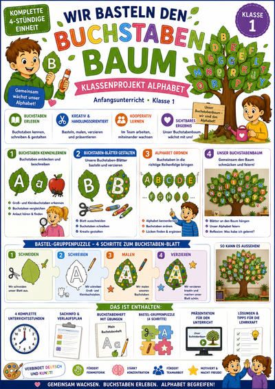 Buchstabenbaum basteln – Klassenprojekt Alphabet | Anfangsunterricht | Klasse 1