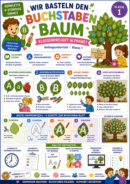 Buchstabenbaum basteln – Klassenprojekt Alphabet | Anfangsunterricht | Klasse 1