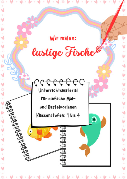 Wir malen lustige Fische – Malvorlage für die Grundschule Klasse 1–4
