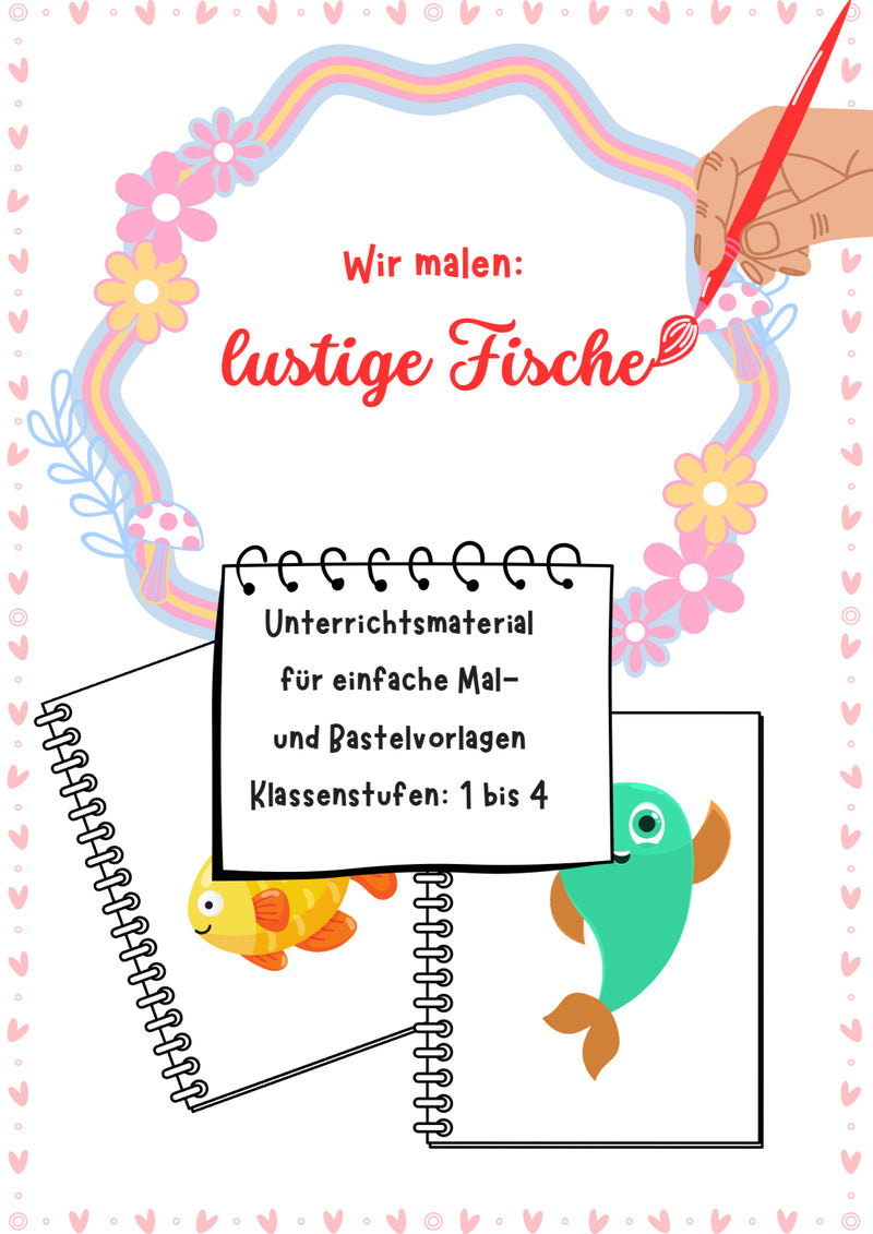 Wir malen lustige Fische – Malvorlage für die Grundschule Klasse 1–4
