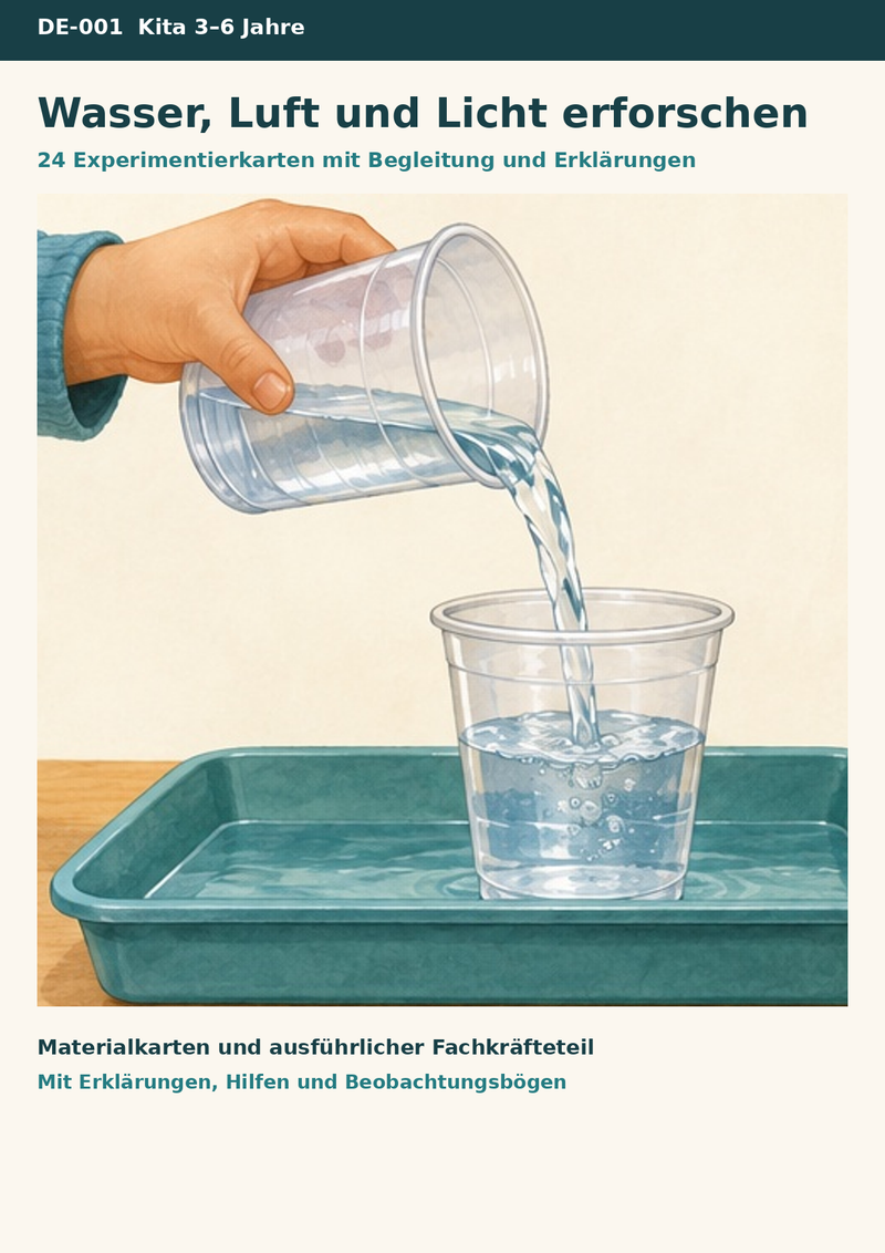 Kleine Forscher: Wasser, Luft und Licht – 24 Experimentierkarten für die Kita – Titelbild