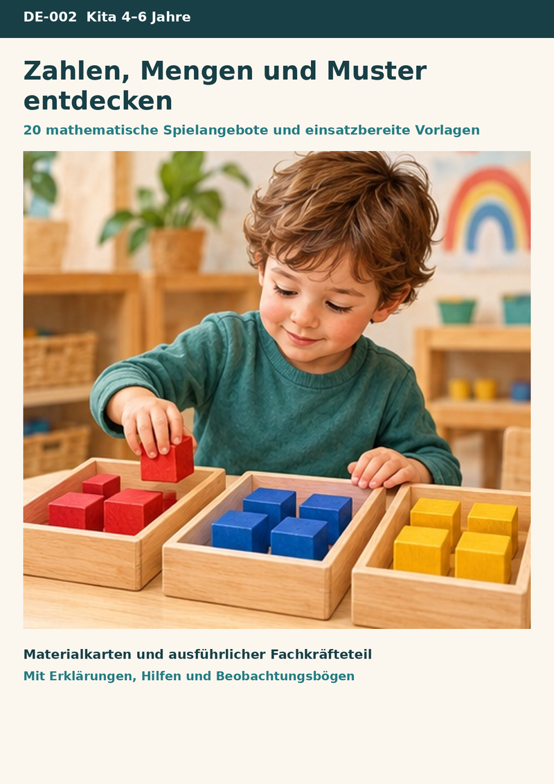 Zahlen, Mengen, Muster in der Kita – 20 mathematische Spielangebote mit Vorlagen – Titelbild