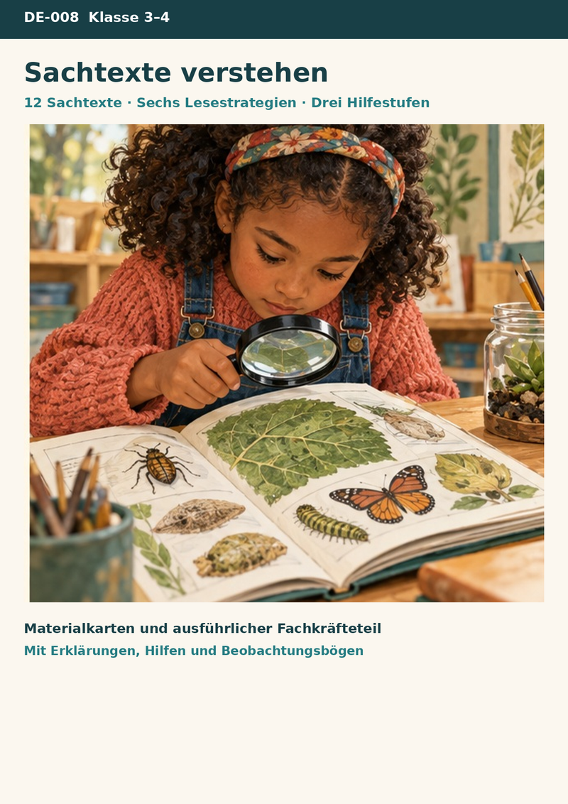Sachtexte verstehen – Lesestrategien an 12 Sachtexten mit drei Hilfestufen – Titelbild