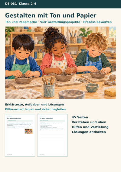Plastisches Gestalten mit Ton und Pappmaché – Vier Gestaltungsprojekte vom Material bis zur begründeten Bewertung | Kunst Klasse 2–4