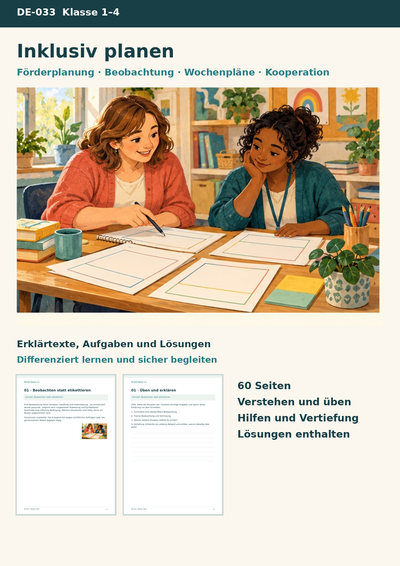 Inklusion in der Grundschule – Förderplanung, Beobachtung und differenzierte Wochenpläne mit Vorlagen | Inklusion Klasse 1–4