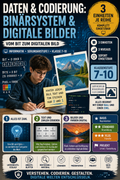 Daten und Codierung: Binärsystem und digitale Bilder – Informatik Unterrichtsmaterial (Sek I, Klasse 7–10)