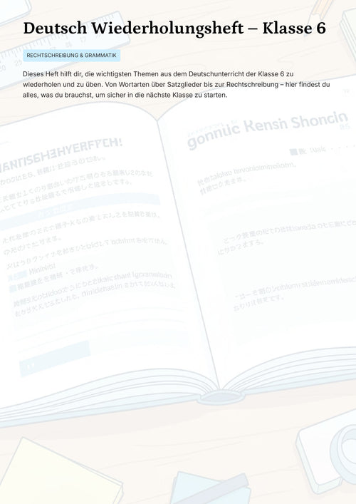 Deutsch Klasse 6 komplett wiederholen – Grammatik, Satzglieder & Rechtschreibung sicher beherrschen