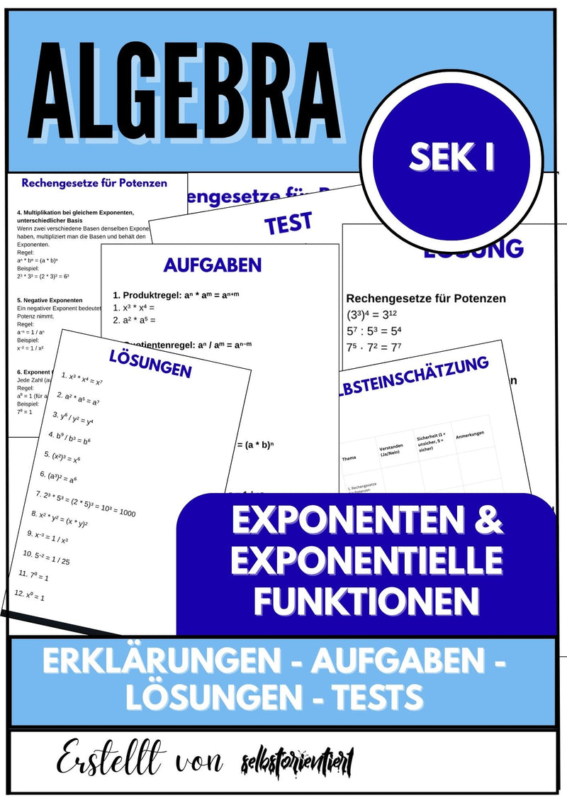 Exponenten und exponentielle Funktionen – Algebra Unterrichtsmaterial SEK I