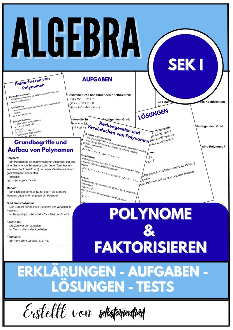 Polynome und Faktorisieren – Algebra SEK I
