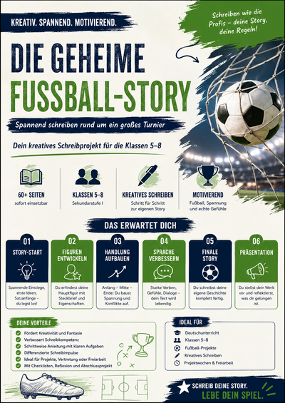 Die geheime Fußball-Story – Kreatives Schreibprojekt für den Deutschunterricht (Klasse 5–8)