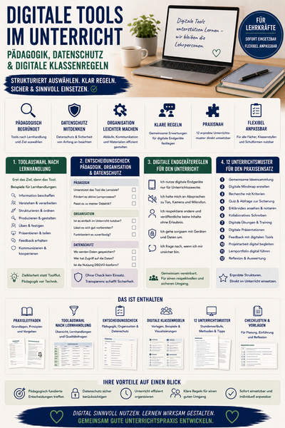 Digitale Tools im Unterrichtsalltag – Auswahl, Regeln und Medienkonzept-Bausteine