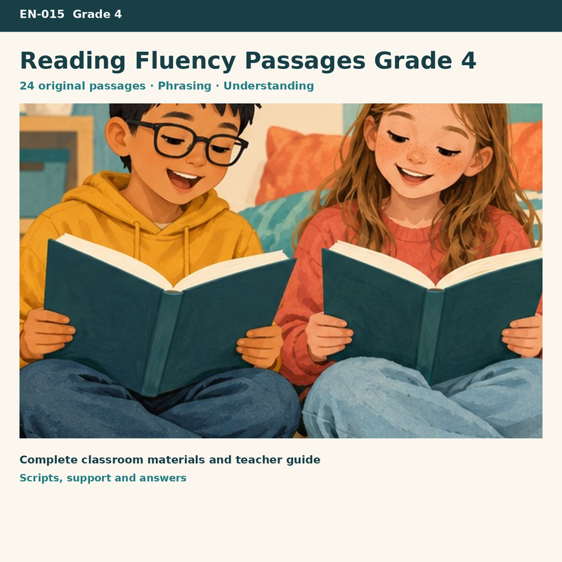 Reading Fluency Passages Grade 4 – Flüssiges Lesen mit 24 englischen Texten – Titelbild
