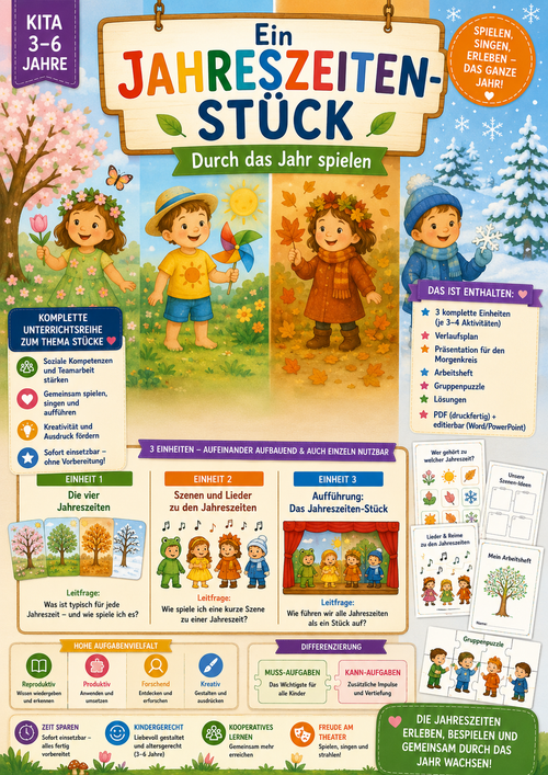 Ein Jahreszeiten-Stück – Durch das Jahr spielen · Kita-Unterrichtsmaterial | Stücke (3–6 Jahre)