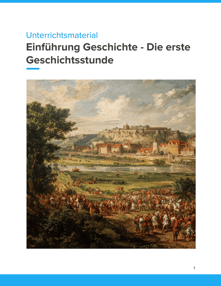 Die erste Geschichtsstunde – Einführung in das Fach Geschichte Sek I, Titelbild