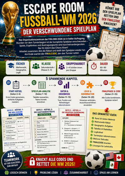 Escape Room Fußball-WM 2026 – Der verschwundene Spielplan