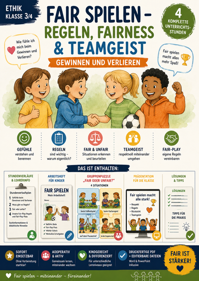 Fair spielen – Regeln, Fairness & Teamgeist | Gewinnen und Verlieren | Ethik Klasse 3/4