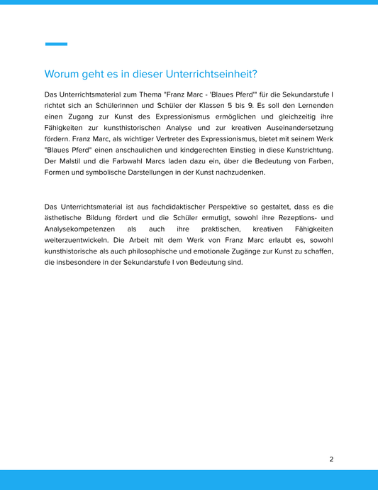 Franz Marc – „Blaues Pferd“ – Kunstunterricht SEK I