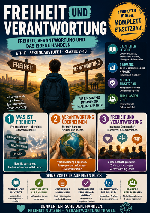 Freiheit und Verantwortung – Ethik Unterrichtsmaterial (Sek I, Klasse 7–10)