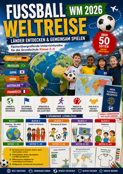 Fußball-Weltreise – Länder, Kulturen und Fair Play für Klasse 2–4