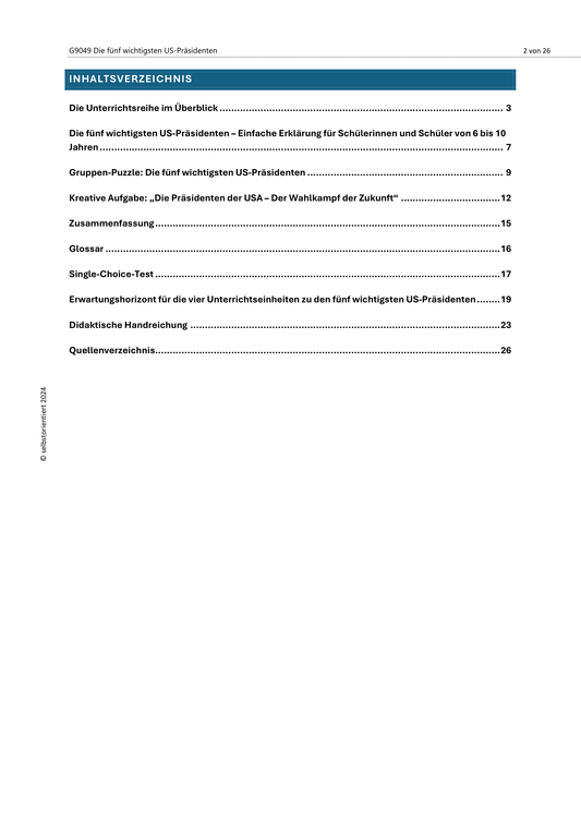 US-Präsidenten einfach erklärt – George Washington bis Donald Trump (Klasse 3–4)