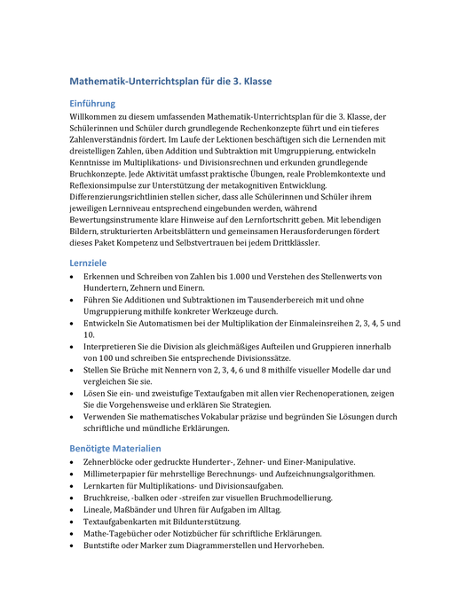 Selbstlern-Mathe Klasse 3 – Stellenwert, Rechenoperationen & Formen
