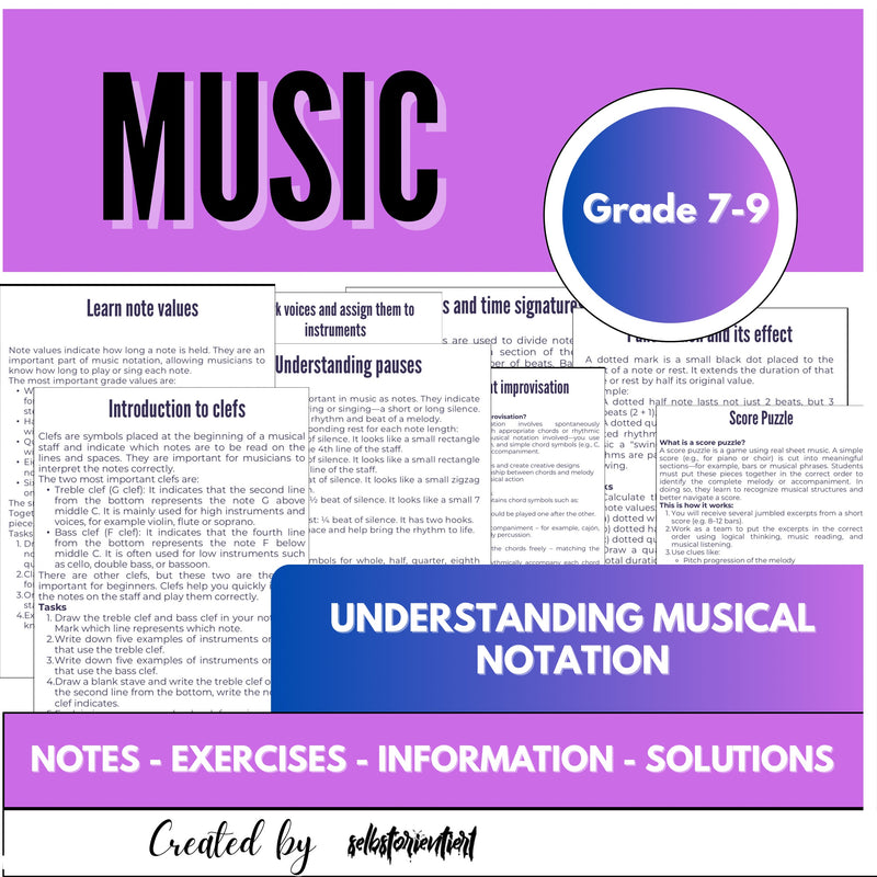 Understanding Musical Notation – Symbolism and Reading Practice (Grades 7–9)