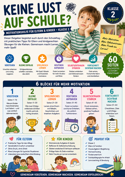 Keine Lust auf Schule? – Motivationshilfe für Eltern & Kinder | Arbeitsheft Klasse 2
