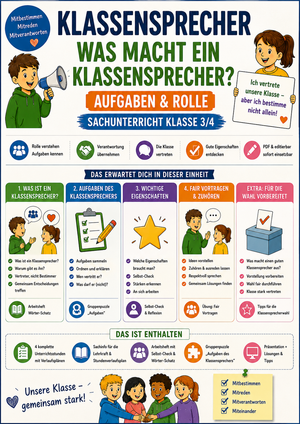 Klassensprecher – Was macht ein Klassensprecher? | Aufgaben & Rolle | Sachunterricht Klasse 3/4