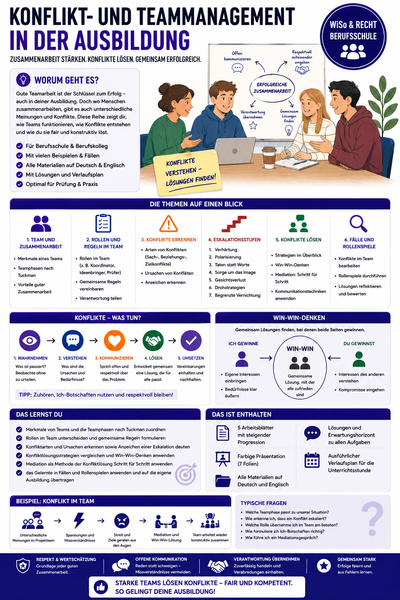 Konflikt- und Teammanagement in der Ausbildung | Unterrichtsmaterial Berufsschule (WiSo & Recht)