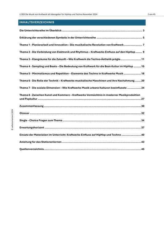 Kraftwerk als Ideengeber für HipHop und Techno - Unterrichtsmaterial