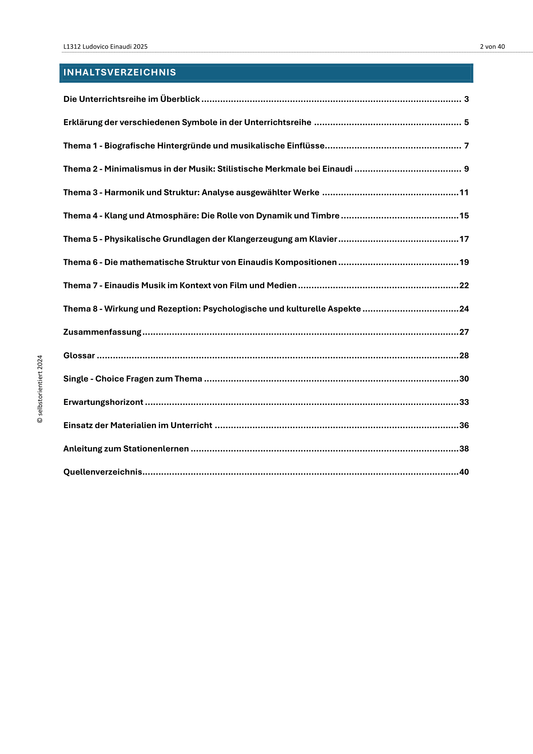 Ludovico Einaudis Musik verständlich erklärt - Unterrichtsreihe