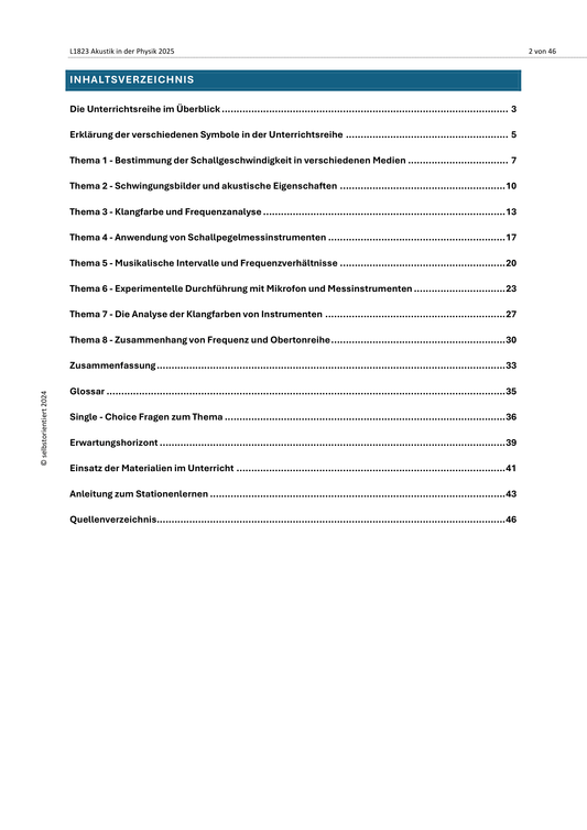 Akustik & Frequenzanalyse in der Physik - Unterrichtsreihe