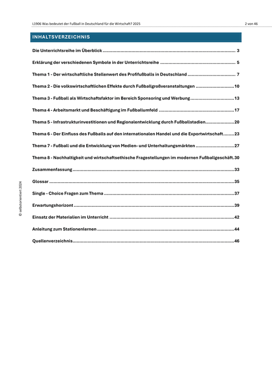 Fußball und Wirtschaft - Exkurs im Fach Politik & Wirtschaft
