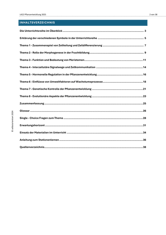 Zellteilung, Zelldifferenzierung und Morphogenese - Pflanzenentwicklung
