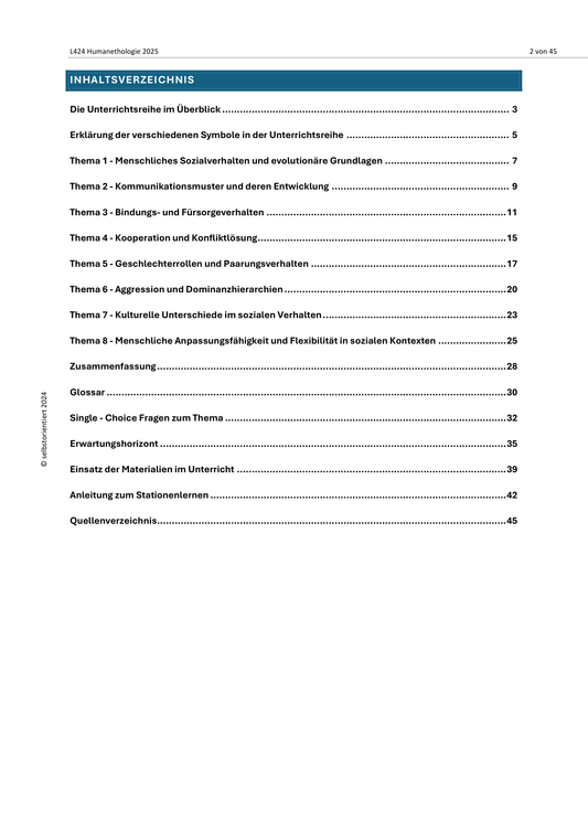 Humanethologie - Unterrichtsreihe SEK II