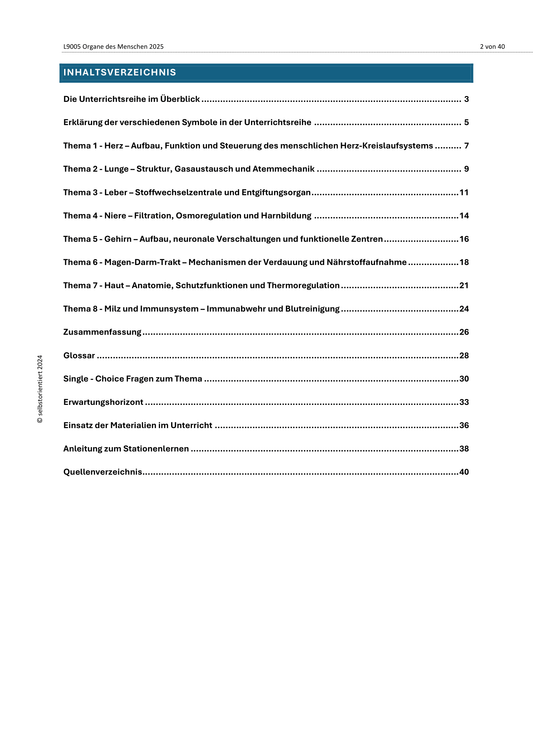 Organe des Menschen - Unterrichtsreihe SEK II